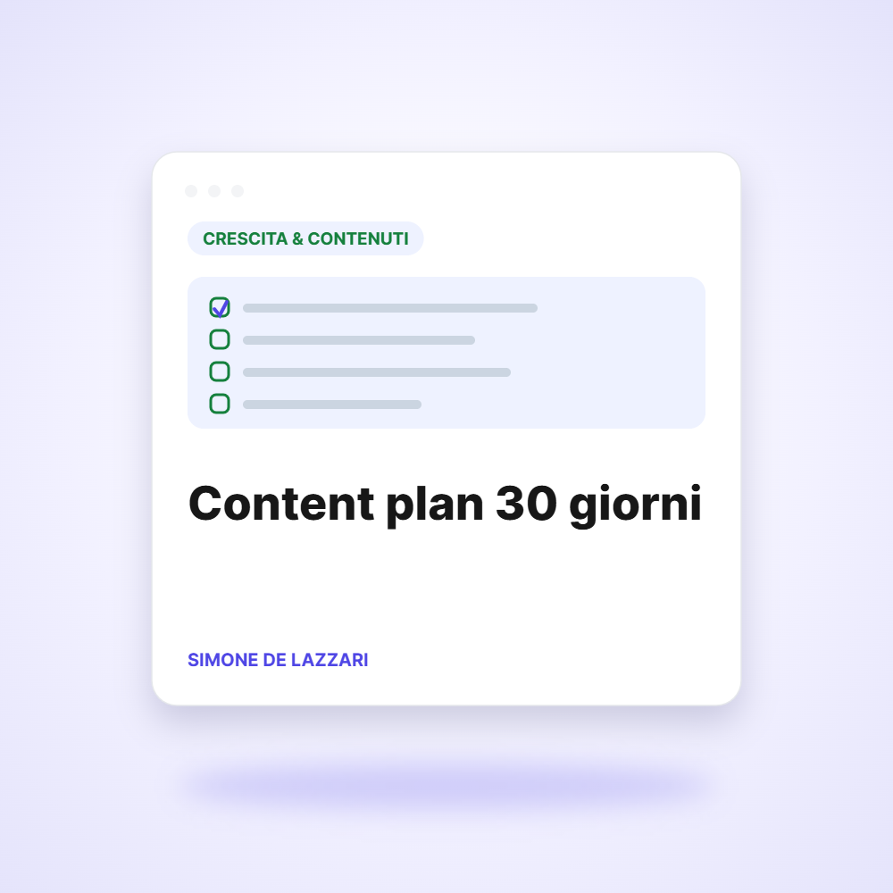 Content plan 30 giorni – Organic Clout Agency
